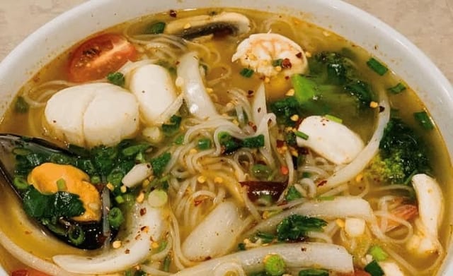 Tom Yum Noodle Seafood Soup.